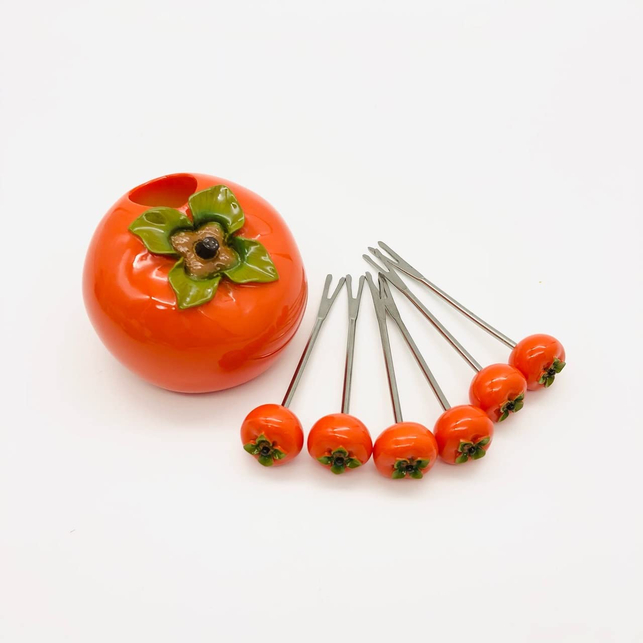 Amazon | 柿フルーツピックセット 柿型 和風 フルーツ おやつ 便利な