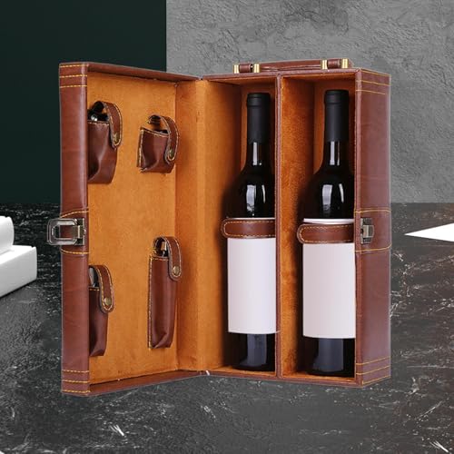 Caja para botellas de vino con asa segura de cuero para evitar caídas 8