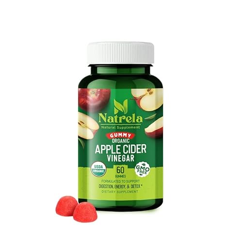 Natrela 𝐖𝐈𝐍𝐍𝐄𝐑 𝟮𝟬𝟮𝟯 Organic Apple Cider Vinegar Gummies With The Mother | Usda Certified | Immune & Detox Support | Vegan & Non-Gmo | Gluten-Free | 60Ct #TOP5