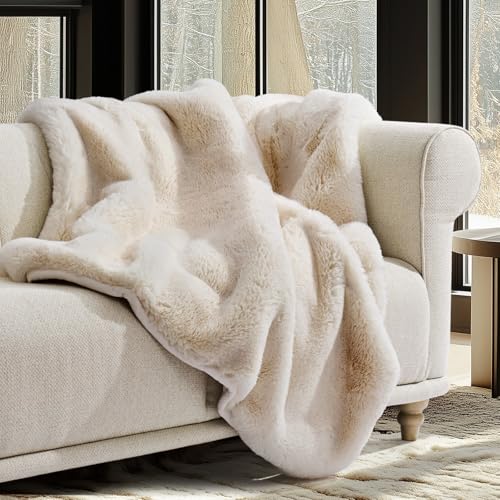 EVERGRACEHOME Faux Chinchilla Fur Throw