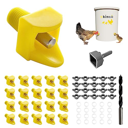 Whimsii Lot de 20 d'irrigation pour poules, support latéral horizontal, système d'eau automatique anti-fuite, convient pour poules, canards, cailles, avec foret et