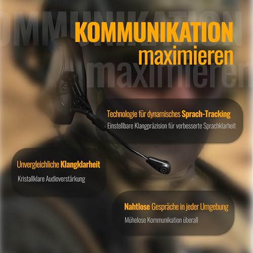 Earmor M32 Plus Elektronisches Helm-Headset – Gehörschutz mit Mikrofon & Klangeinstellung – IPX5 Wasserbeständig, Helmkompatibel für Outdoor-Aktivitäten (Schwarz)
