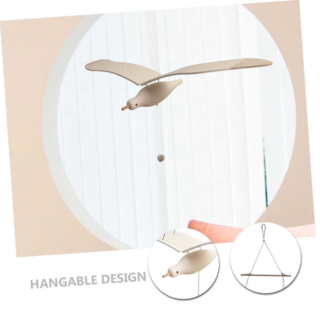 Colgante Cuerda de Cáñamo Adorno de Pájaro de Madera Diseño Único y Material Seguro para Decoración de Habitación Infantil para Dormitorio o Fiesta de Bienvenida de Ñiño