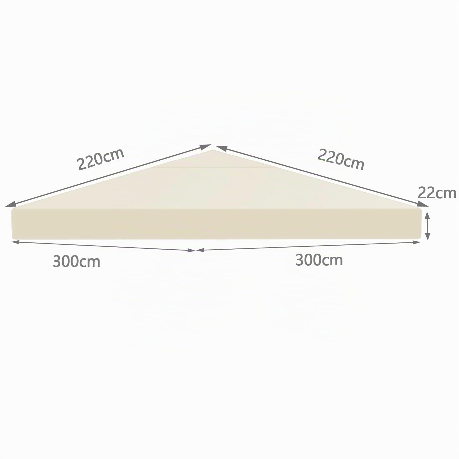 Techo de repuesto para cenador, 3 x 3 m, resistente al agua, estable, resistente al invierno, 160 g/m², color beige, para jardín, cenador plegable, resistente a las tormentas