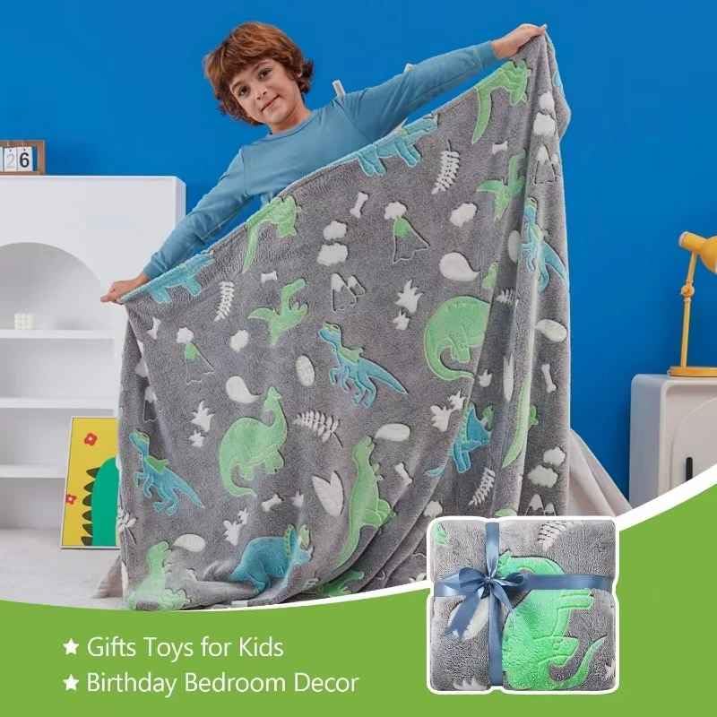 DEV BLOOMS Glow in The Dark Blanket for Kids Teens Boys Girls Soft Fluffy Lightweight Throw Blanket for Bed Sofa Travel 3