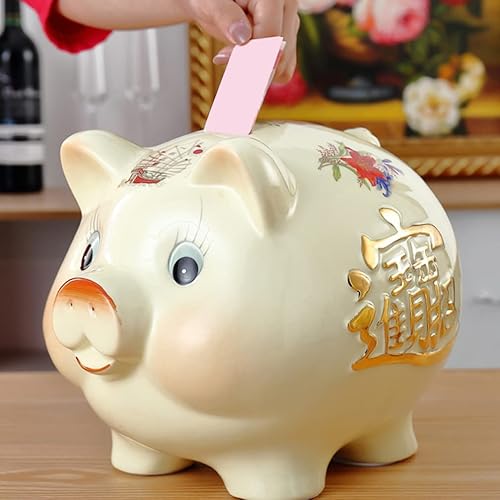 Miniatura 8 de LIFKOME Alcancía de cerámica para niños y adultos, creativa, divertida, para decoración del hogar, caja de dinero de 6.3 x 5.3 x 4.7 pulgadas, caja