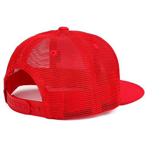 Armycrew Youth Kid's Thin Blue Line American Flag Patch Flat Bill Snapback Trucker Cap - Red Red #TOP1