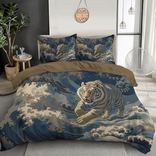 Parure de lit 240x260 vagues tigre japonais pour enfant - 2