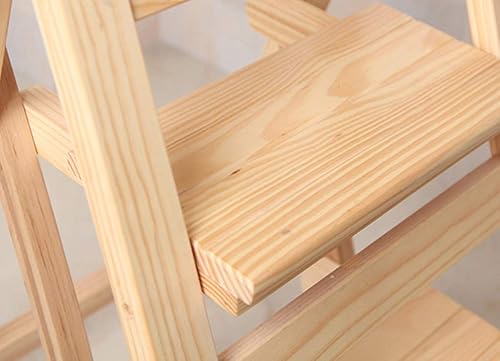 Miniatura 5 de Escalera plegable multifuncional, plegable de madera maciza, taburete para el hogar, multicolor, escalera plegable, color blanco, tres