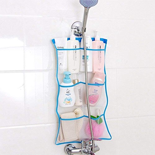 FishMM Mesh Bath Organizers for Shower with Hook, Quick Dry Hanging Shower Caddy