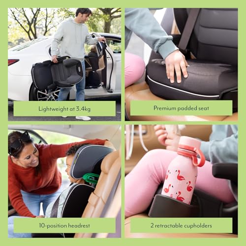 Graco Logico L i-Size R129 Highback Booster car seat with cupholders, Suitable from 100-150cm (Approx. 3.5 to 12 Years), Black Fashion - Image 2