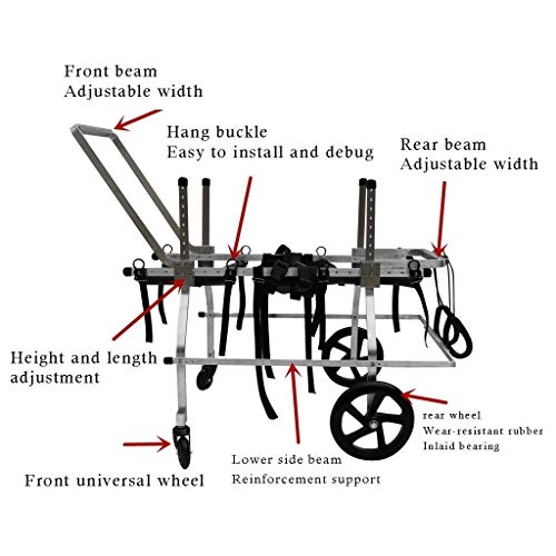 Lixfdj Metal Frame Pet Wheelchairlarge Dog Wheelchair For Back Legs Pet Cart For Handicapped Hind Legs, Adjustable 4 Wheels Dog Wheelchairs Full Support (Size : Xx-Large)/Product Code: Wwa-89 #TOP3