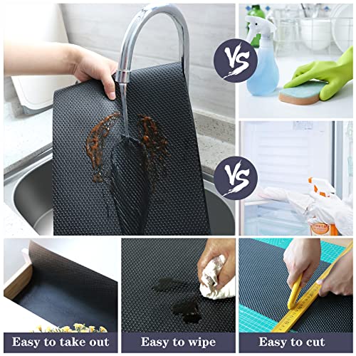 Hersvin Shelf Liners 24 In X 20 Ft Eva Drawer Mats, Non-Adhesive Cupboard Pad, Kitchen Cabinet Lining Fridge Cushion (Black Dot, 61X610Cm) #TOP4