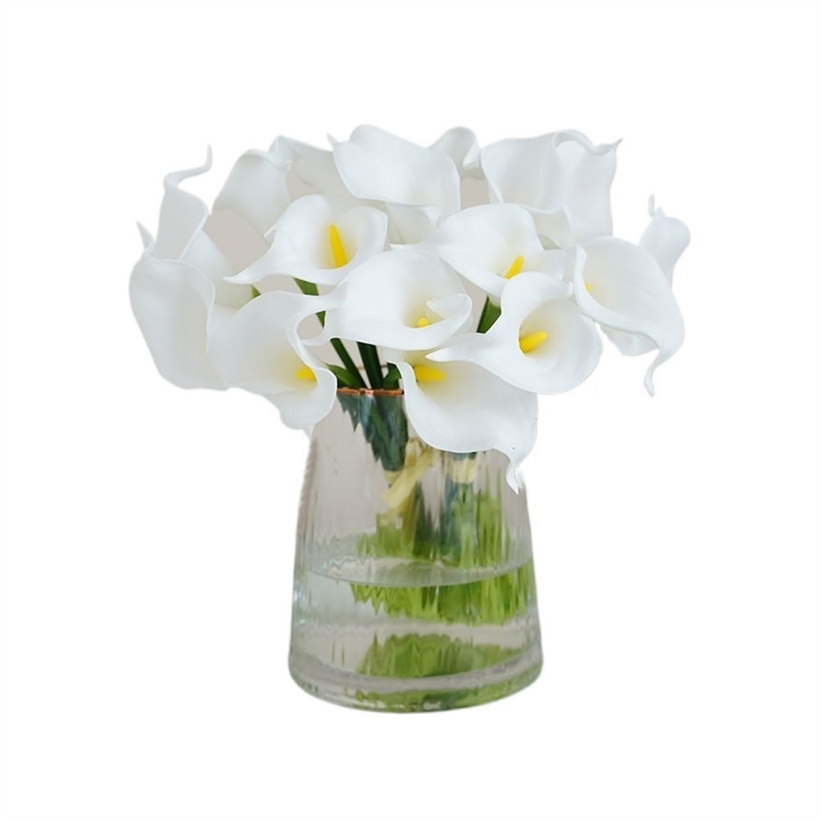 CFY652 Floral Arrangements Washable Calla Lily Artificial Flowers Small Bouquet for Dining Table Coffee Table Vanity Decor Weddings(White)