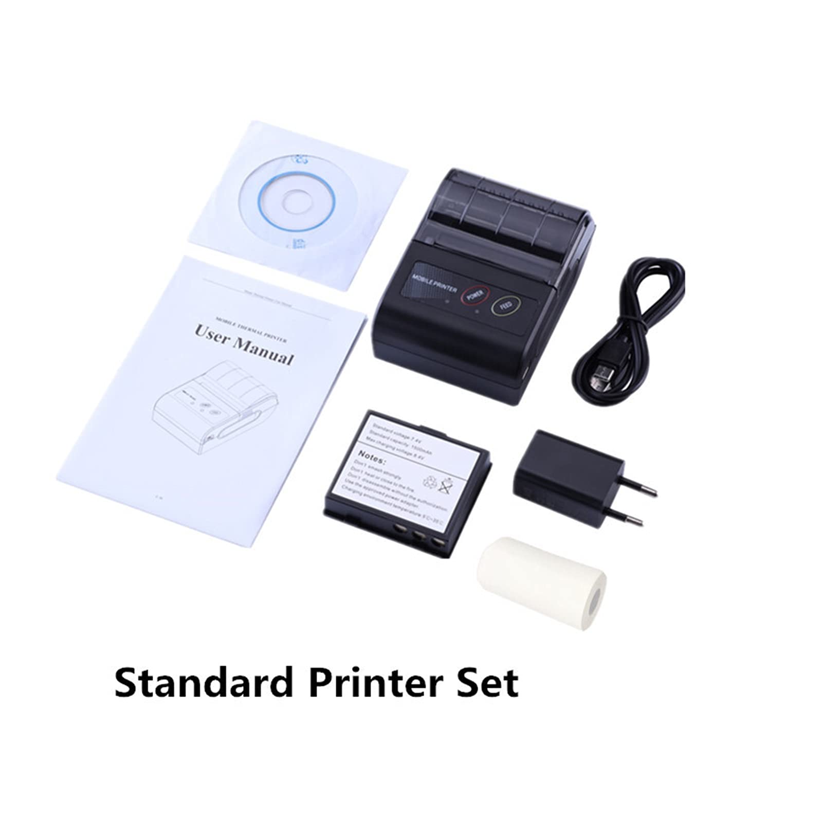 Portatile senza fili Bluetooth Ricevuta stampante 58 millimetri 2" Bluetooth stampanti termiche Label Maker for i negozi Mini Bill Printer Supplies(Add 3 Rolls Paper)