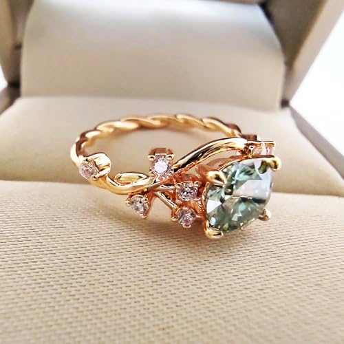 Anniversary Women Ring - 1CT Teal Moissanite Jewelry Wedding Gift S925 Silver Plated Rose Gold Engagement rings4
