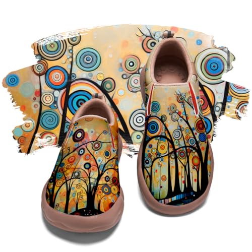 Women's Art Painted Travel Shoes Slip On Casual Leather Loafers Lightweight Comfort Fashion Sneaker