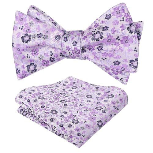 Image of Alizeal Mens 2pcs Floral Self-tied Bow Tie Pocket Square Set