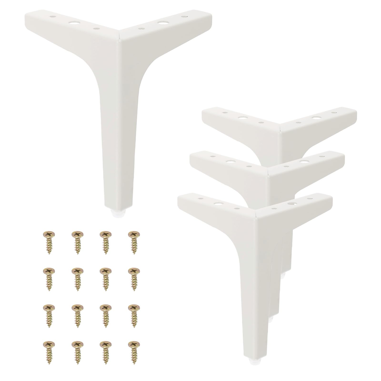 PATIKIL 17cm / 7 Inch Metal Furniture Legs, 4 Pcs Modern Triangle Furniture Feet Couch Legs DIY Replacement for Table Chair Cabinet Cupboard Sofa, White