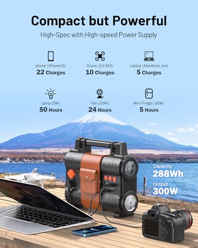 BROWEY Portable Power Station 300W(Peak 600W) 288Wh LiFePO4 Battery Backup, Super Silent Solar Generator, USB-C PD100W, Pure Sine WaveAC Outlet, for CPAP Outdoor Camping Travel Emergency Home Use - Image 2