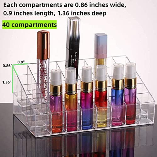 Image of 40 Grids Lipsticks Holder - Clear Acrylic Lipgloss Lipstick Organizer and Storage Display Case for Lip Gloss, Lipstick Tubes
