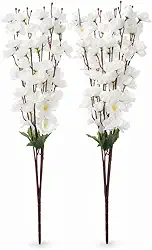 Kit 2 Buquês Cerejeira Branco Artificial Galhos 55cm Decoração Flores de Pêssego Oriental Decoração Casamento