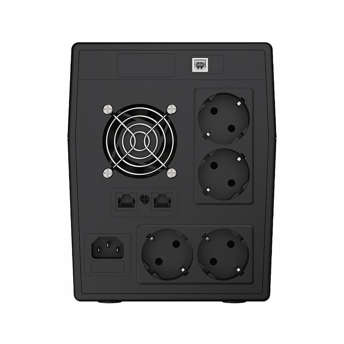 SIMPLETEK - UPS Grupo de continuidad | Pantalla LCD con aplicación de gestión | 2000VA / 1200W | Line-Interactive AVR | 4x Schuko + IEC