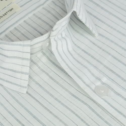 Image of GHPC 100% Cotton Striped Half Sleeves Regular Fit Formal Shirt for Men