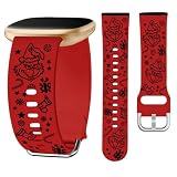 Watbro Christmas Engraved Band Compatible with Fitbit Versa 3 / Sense/Fitbit Versa 4 / Sense 2 Bands for Women Men,Soft Silicone Cute Snowman Engraved Strap