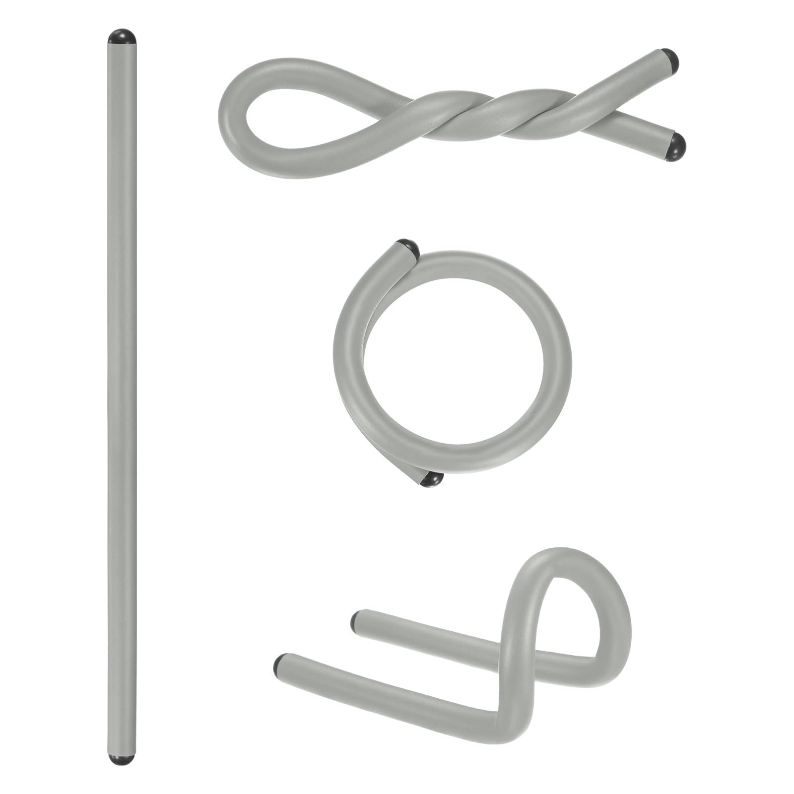 M METERXITY 4-Pack Twist Rubber Ties, 17-Inch EVA Foam Reusable Twist Ties for Organizing Bundling Cords/Wires/Cables, Bendable Rubber Tie Down Straps [Grey]