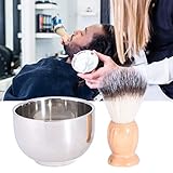 Shave Lather Brush, Stainless Steel Shave Cream Shave Mug, Old Fashion Shaving Kits Beard Shaving Soap Cream Bowl Container for Men, Traditional Wet Shaving Kit by Sandistore