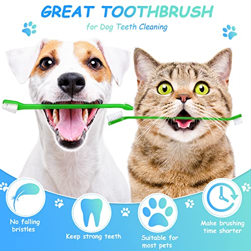 Image of Honeydak Dog Toothbrush Bulk Dual Headed Dental Brushes Dogs Tooth Brushing Kit Long Handle Pet Tooth Brush for Puppy Large Small Cats and Most Pets Teeth Cleaning Dental Supplies(70 Pcs,Green)
