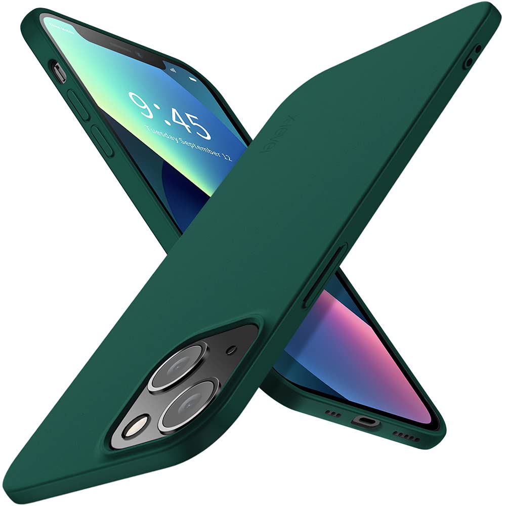 X-LevelCompatible iPhone 13 Case Slim Fit Ultra-Thin [Guardian Series] Soft TPU Matte Finish Coating Phone Cases Lightweight Back Cover Grip for iPhone 13 (2021)-Green
