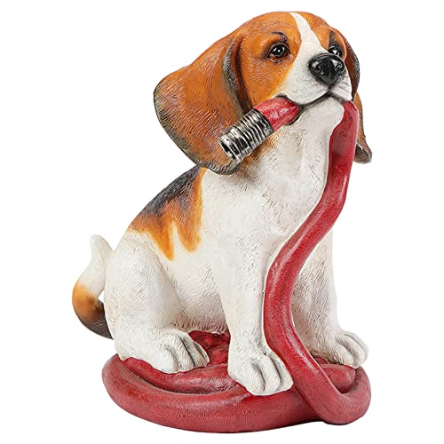 Vojuan Dog Statue Garden Sculptures & Statues，Beagle Statue With Reversible Welcome Sign And Go Away Sign，Outdoor Statue For Garden Lawn, Yard, Patio, Porch, And More (Straw Dog) #TOP4