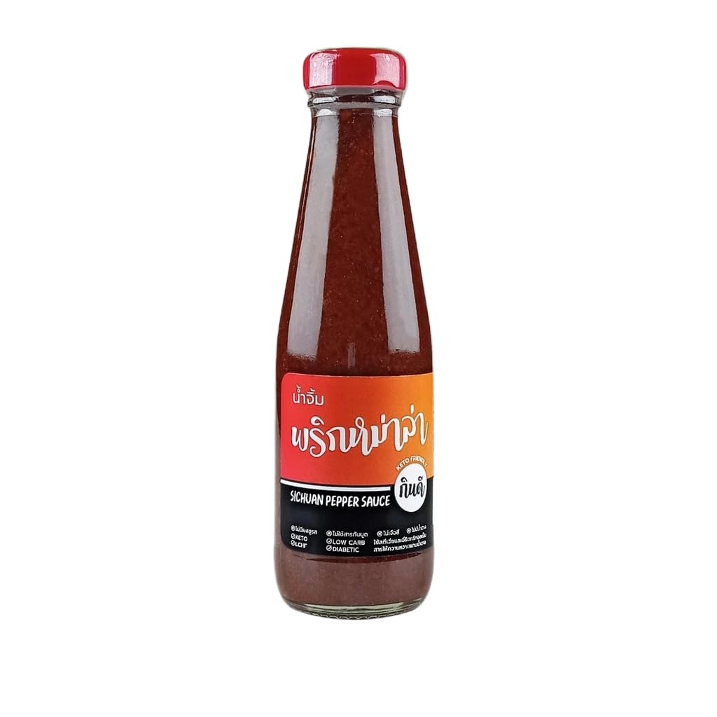โกรเซอรี่ Sichuan Pepper Stir-Fry Sauce - Spicy & Numbing Mala Dipping Glaze - Sugar-Free & Low Calorie - No MSG Added - Plant-Based & Keto Friendly - Ideal for Hot Pot, BBQ, and Noodles - 200g