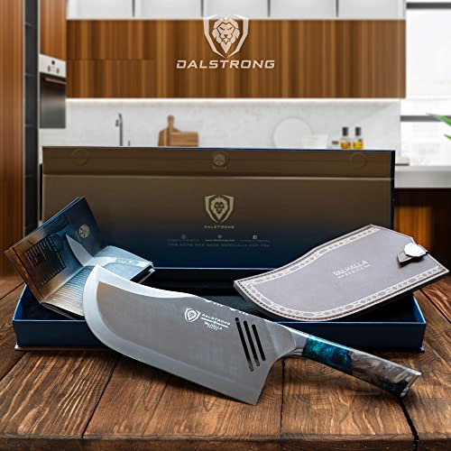 Dalstrong Massive Cleaver Knife - 9 Inch - 'The Ravager' - Valhalla Series - 7Cr17Mov Hc Steel Kitchen Knife - Celestial Resin & Wood Handle - Razor Sharp Meat Cutting Knife - W/Leather Sheath #TOP6