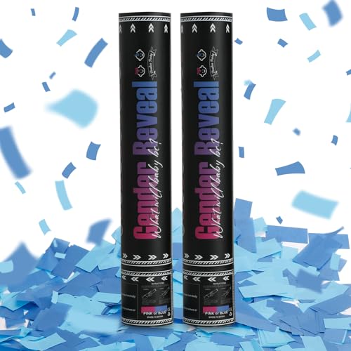 Gender Reveal Blue Confetti Cannon DOUKEE Biodegradable Navy and Blue Tissue Confetti Poppers for Boy Baby Shower Party Favors 2 PK (12 in)