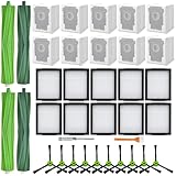 APZOVO Recambios para iRobot Roomba i7 i7+ i1 i1+ i2 i2+ i3 i3+ i4 i4+ i6 i6+ i8 i8+ E5 E6 E7 J7 J7+, para Combo i5 i5+ J5 J5+ J6 J6+, 4 Cepillos de Goma, 10 Filtro, 10 Bolsa, 10 Cepillo Lateral