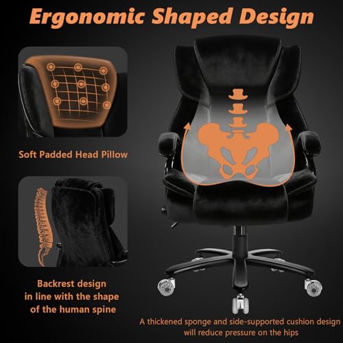 Image of Indulgear 500lbs Fabric Big and Tall Office Chair,500lbs Heavy Duty Office Chair for Heavy People, High Back Executive Computer Chair with Adjustable Lumbar Support, Dual Rubber Wheel