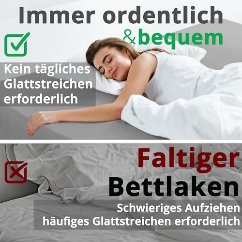 DecoHomeTextil Spannbettlaken, Blau Double (2X) 140-160x200 cm – Ansicht 4