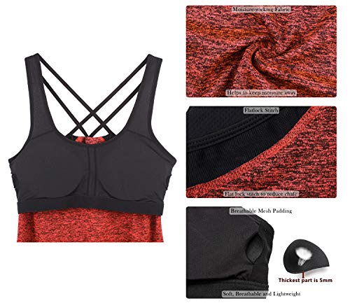 Image of icyzone Women Workout Yoga Spaghetti Strap Racerback Tank Top with Built in Bra