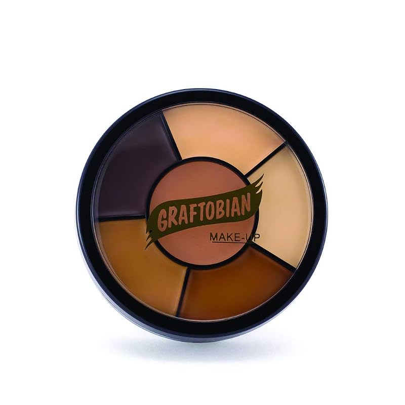 Graftobian Pro F/X Rubber Mask Grease Derma – Paleta cremosa para látex e espuma de látex, 6 cores, 1 unidade