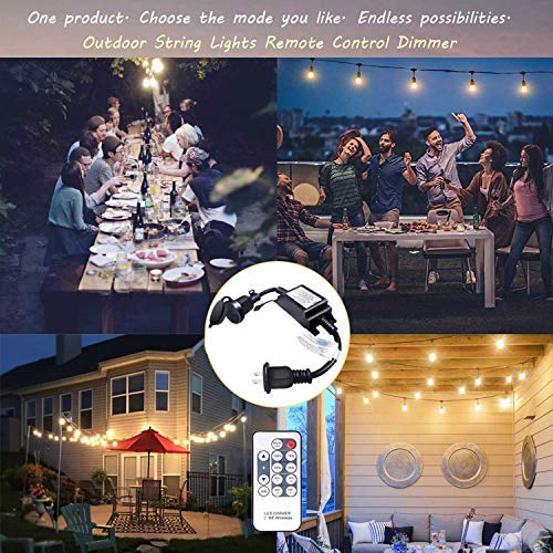 Outdoor Dimmer, Wireless Rf Smart Plug-In Outdoor Dimmer Switch, Remote Control Dimming Controller - 200W Max Power/150Ft Max Range/Ip68 Waterproof/Stepless Dimming For Dimmable Led String Lights #TOP3