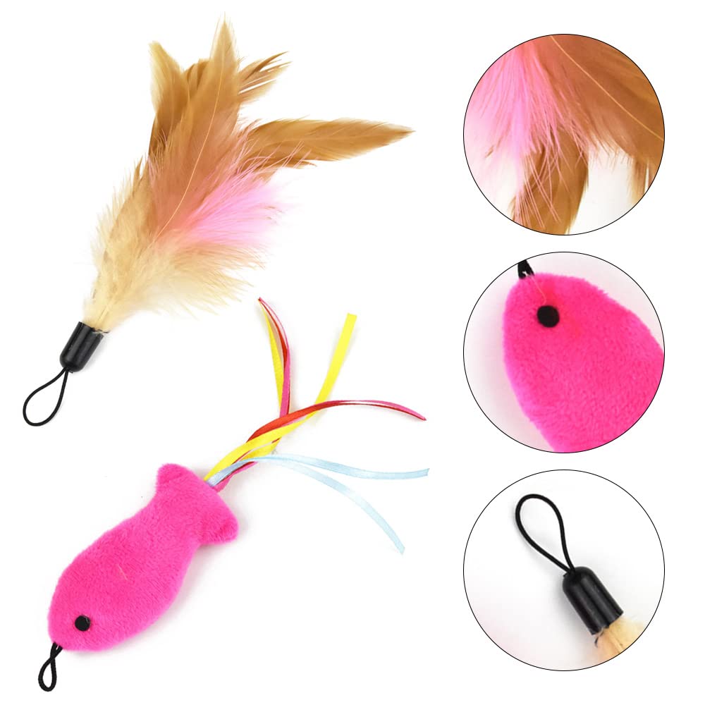 6 Pcs Cat Toy Teaser Wand Replacement Head Feather Fish Shape Cat Toy Feather Stick Wand Replacement Head Feather Replacement Cat Catcher Toy for Cat Toy Replacement - Image 3