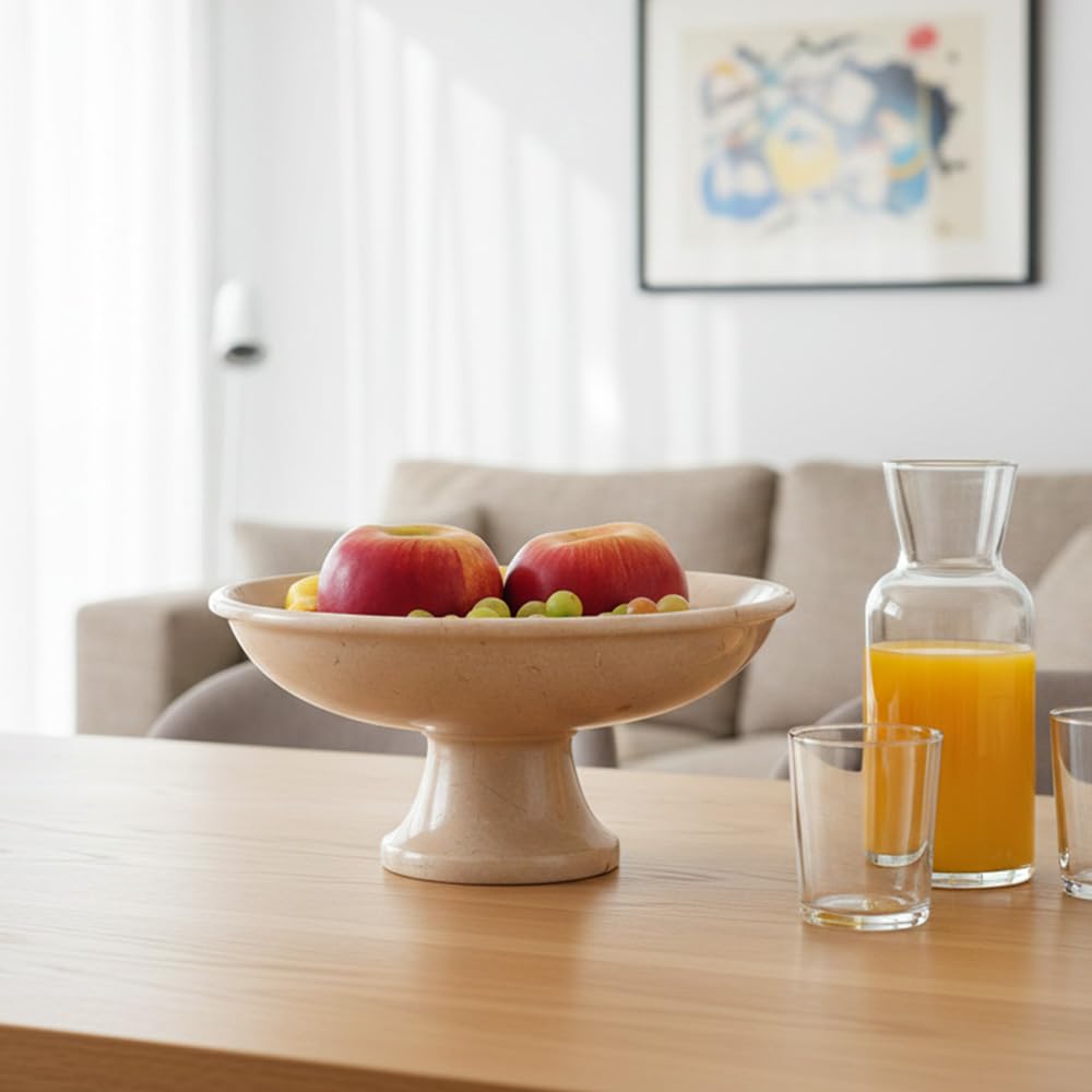 Radicaln - Ciotola per frutta in marmo da 25,4 cm per piano cucina Verona, realizzata a mano, con chiave moderna, ciotola ideale per insalata e servire, supporto per banane