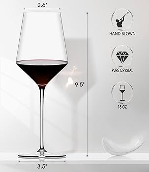 Amazon.com | Red Wine Glasses Set of 4, Premium Crystal Wine