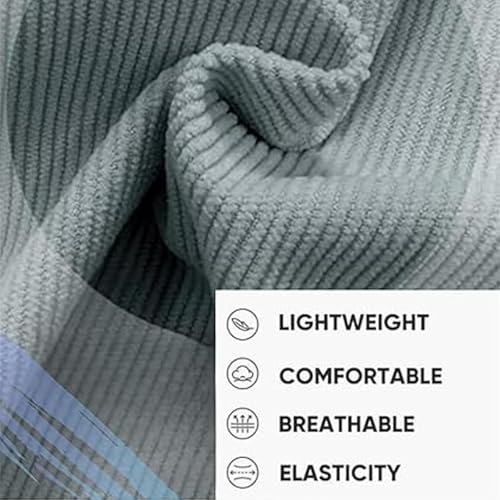 Mokaloha Mens Corduroy Pants, Men's Pit Strip Corduroy Fabric Embroidery Logo Tether Loose Elastic Waist Pocket Pants2