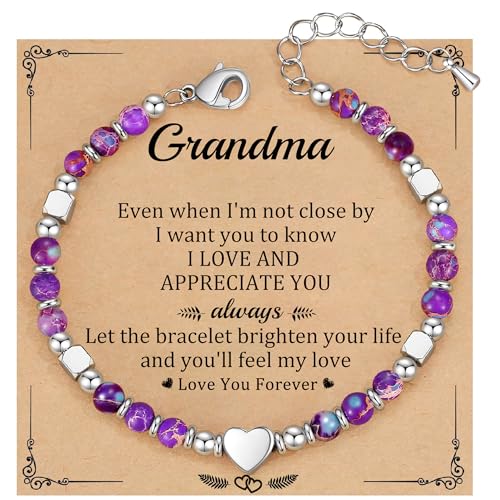 Christmas Gifts for Women, Stocking Stuffers for Teens Beaded Bracelets for Women Gifts for Mom Christmas Gift Mothers Day Gift for Grandma Daughter Bonus Mom Nature Stone Bead Bracelet Graduation Jewelry for Her 2026
