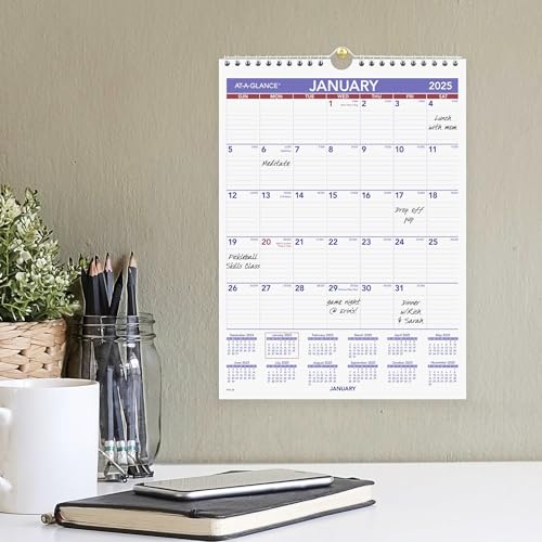 Image of AT-A-GLANCE 2025 Wall Calendar, 8 inch x 11 inch, Small, Ruled Blocks (PM12825)