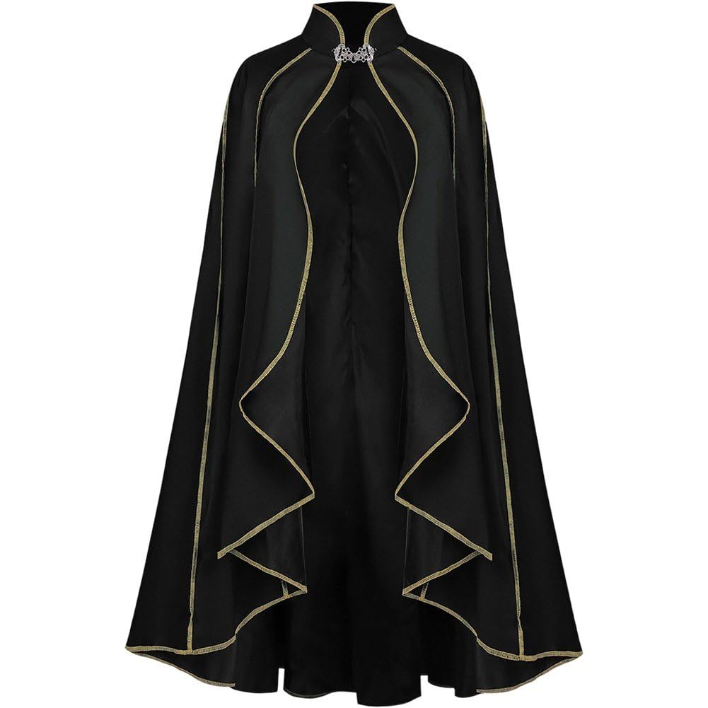 Casiler Medieval Suede Stand Collar Clasp Cloak, Vintage Knight Wizard Cape for Halloween Renaissance Fancy Dress Up
